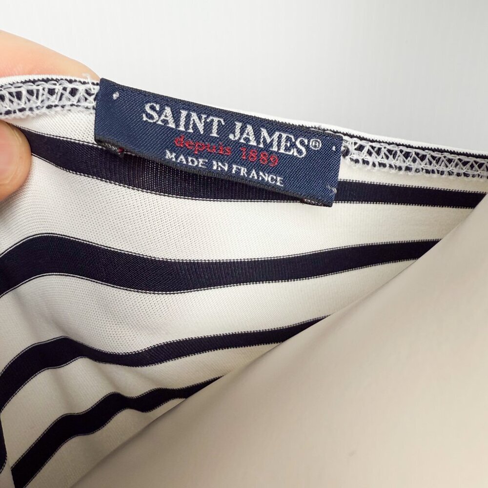 SAINT JAMES Propriano Stretch Striped White & Blue Midi Sheat Nautical Dress XS* - Picture 12 of 12